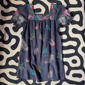 Johnny Was Embroidered Linen Boho Dress with Leaf Patterns